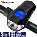VICTGOAL Bike Light USB Rechargeable Flashlight For Bicycle With Bike Computer Speedometer Odometer Bicycle Light Loud Horn Bell